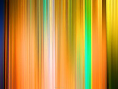 Abstraktes Muster aus vertikalen, unscharfen Streifen in Orange, Gelb, Grün und Blau, die von hell in der Mitte zu dunkel an den Rändern verlaufen.