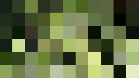 Raster aus quadratischen Pixelfeldern in verschiedenen Grün- und Dunkeltönen, von fast schwarz bis hellgelbgrün