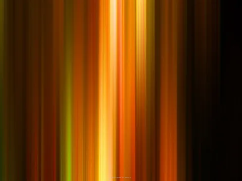 Abstrakte vertikale Streifen in Orange, Gold und Dunkelrot auf schwarzem Grund, im Zentrum ein helles gelbweißes Band, nach rechts verdunkelnd.