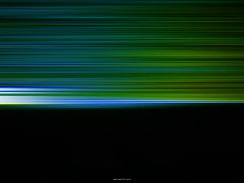 Horizontale, verwischte Lichtstreifen in Grün, Blau und Gelb auf schwarzem Grund, unten eine helle blaue Linie.