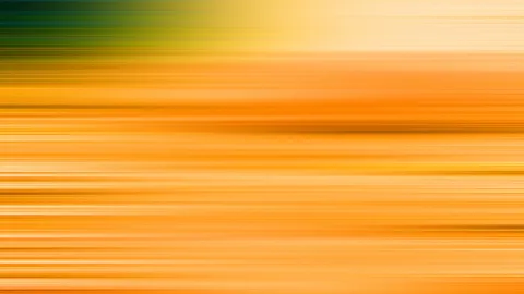 Abstrakte Komposition aus waagerechten, verwischten Streifen in Orange, Gelb und Honigtönen, oben links ein dunkles Grün-Blau.