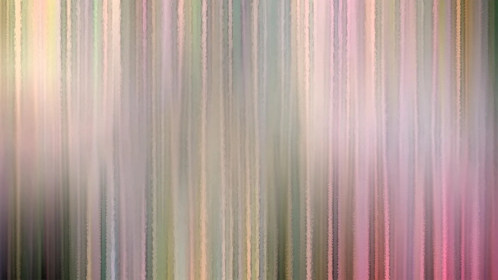 Abstrakte Komposition aus vertikalen, verwischten Streifen in Rosa, Grün, Grau und Creme, die wie gemalt wirken.