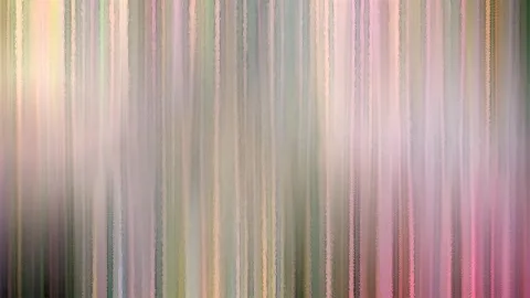 Abstrakte Komposition aus vertikalen, verwischten Streifen in Rosa, Grün, Grau und Creme, die wie gemalt wirken.