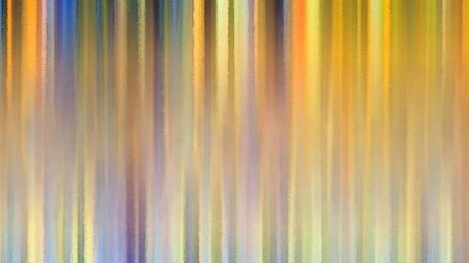 Abstraktes Bild aus senkrechten, verwischten Streifen in Gelb, Orange, Blau und Grau, oben kräftiger, unten heller.
