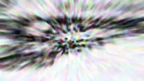 Abstraktes Bild mit pastellfarbenen Streifen, die von einem dunklen Zentrum radial nach außen strahlen