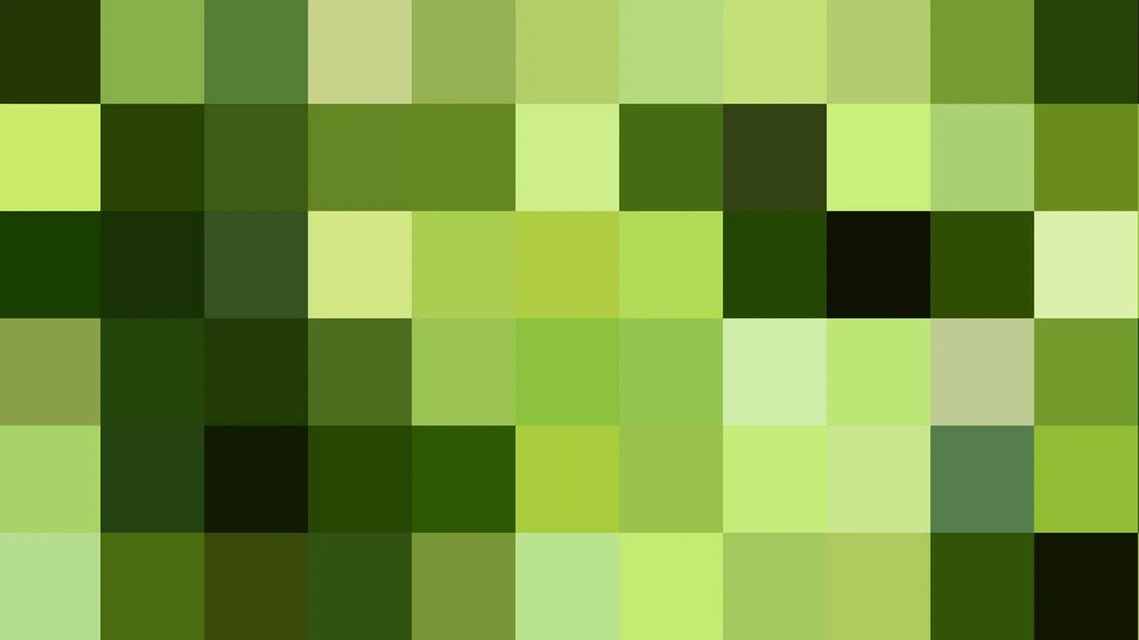 Raster aus quadratischen Pixelblöcken in verschiedenen Grün-Tönen, von hellem Limettengrün bis fast Schwarz.