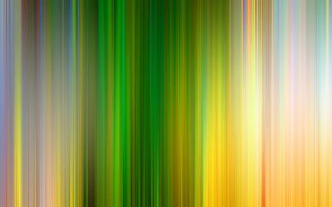 Abstrakte Komposition aus vertikalen, verwischten Farbstreifen in Grün, Gelb, Orange und Hellblau, die von links nach rechts ineinander übergehen.
