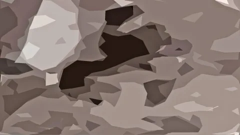 Abstraktes Muster aus braunen und grauen Polygonen, in der Mitte eine große, fast schwarze Mulde.