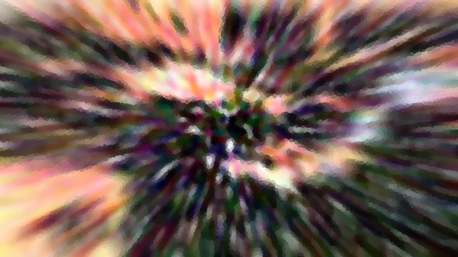 Abstraktes Bild mit farbigen Streifen, die von einem dunklen Zentrum radial nach außen laufen.