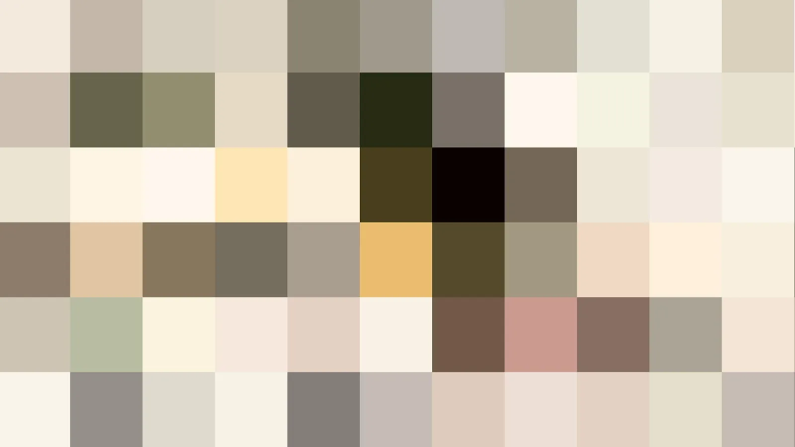 Grobes Pixelraster aus beige, cremefarbenen, braunen und vereinzelt schwarzen Feldern, ohne erkennbares Motiv.