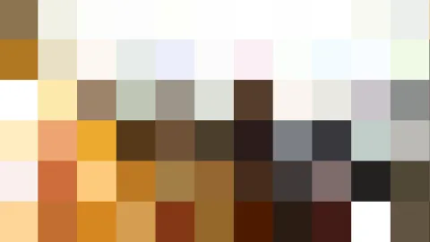 Raster aus farbigen Quadraten in Weiß, Beige, Orange und Braun, von hellen Tönen oben zu dunklen Tönen unten.
