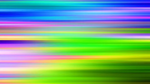 Horizontal verlaufende, unscharfe Streifen in Blau, Violett, Pink, Gelb und Grün, die wie Bewegungsspuren wirken.