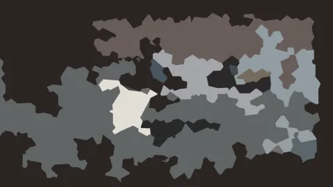 Abstrakte Komposition aus grauen, braunen und weißen unregelmäßigen Flächen auf dunklem Grund