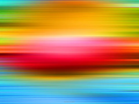 Horizontal verwischte Streifen in Gelb, Orange, Rot, Pink, Grün und Blau, die in Bewegungsunschärfe ineinander übergehen.