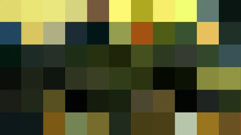 Raster aus farbigen Quadraten in Gelb, Grün, Braun, Blau und Schwarz