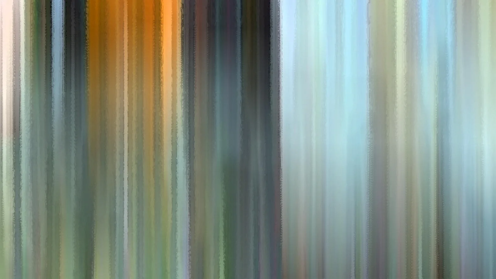 Vertikale, verschwommene Farbstreifen in Orange, Blaugrau, Grün und Hellblau.