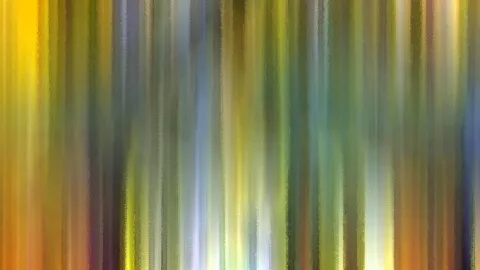 Abstrakte vertikale Streifen in Gelb, Grün, Blau und Weiß, die nach unten in einen hellen Lichtschein übergehen.
