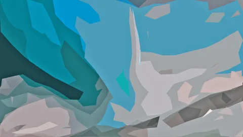 Abstrakte Komposition aus unregelmäßigen, flächigen Facetten in Blau, Türkis, Grau und Rosegrau.
