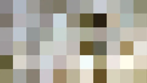 Raster aus quadratischen Farbfeldern in Grau-, Beige- und Olivtönen mit wenigen dunklen Braun- und Schwarzakzenten.