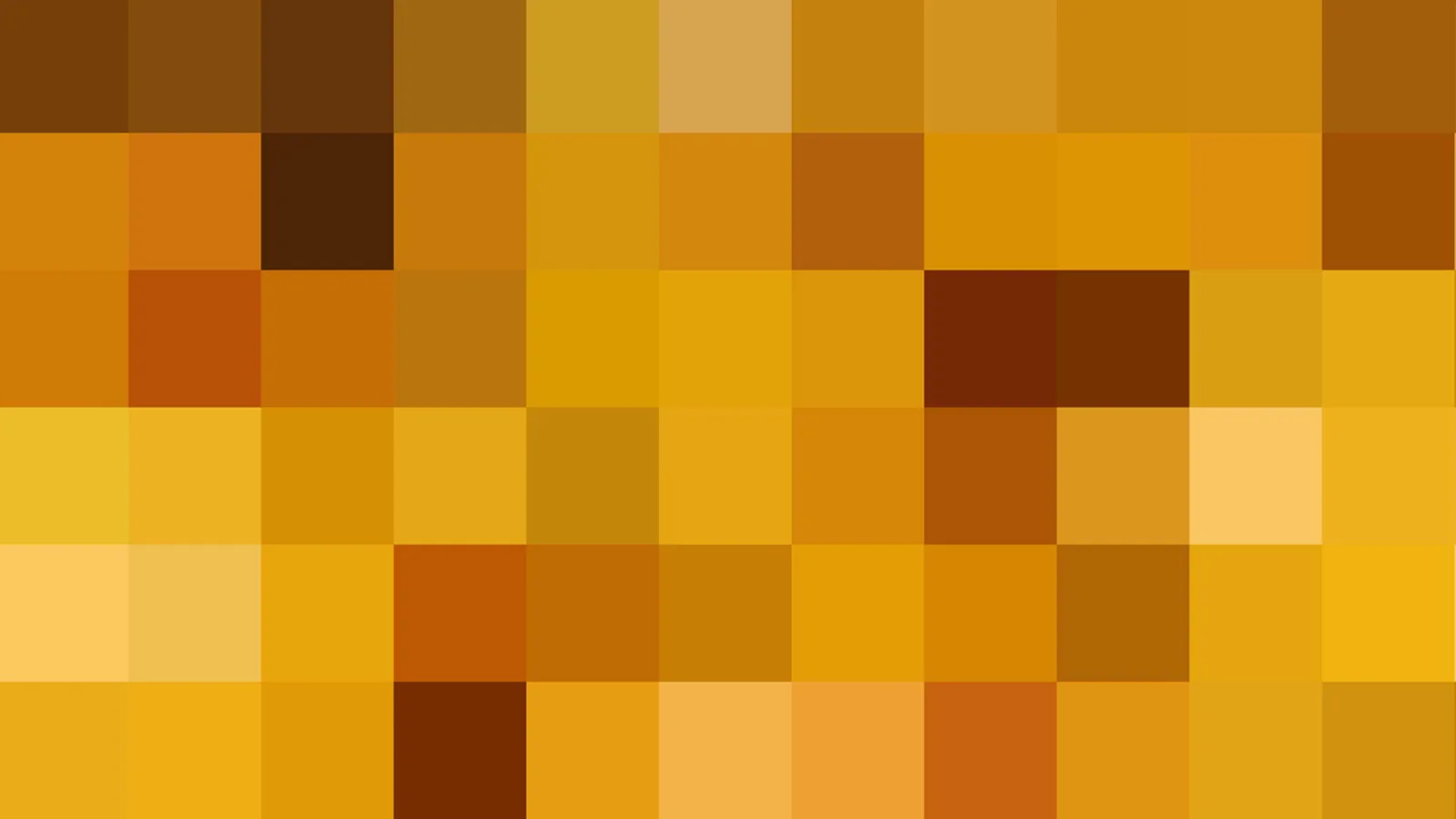 Mosaik aus quadratischen Feldern in Gelb-, Orange- und Brauntönen, unregelmäßig angeordnet.