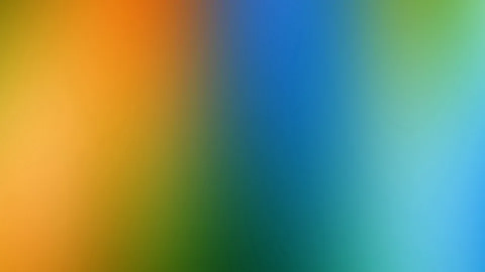 Unscharfer Farbverlauf von Orange über Gelb und Grün bis zu Blau und Türkis, senkrechte Übergänge von links nach rechts.