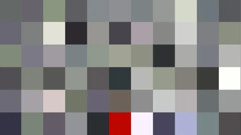 Quadratisches Raster aus grauen, hellen und dunklen Farbfeldern mit einem einzelnen roten Feld in der unteren Reihe.