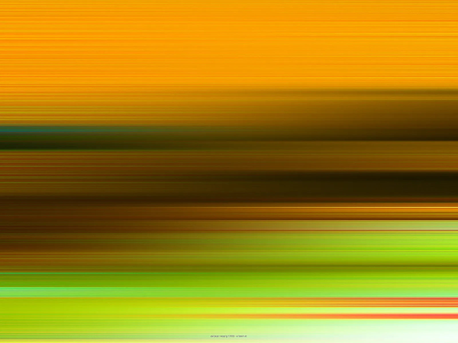 Abstraktes Bild mit horizontalen, verwischten Streifen in Orange, Gelb, Dunkelbraun und Grün, die von oben nach unten ineinander übergehen.