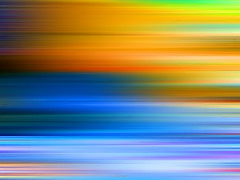 Abstraktes Bild aus horizontal verwischten Streifen in Orange, Gelb, Grün, Blau und Violett.