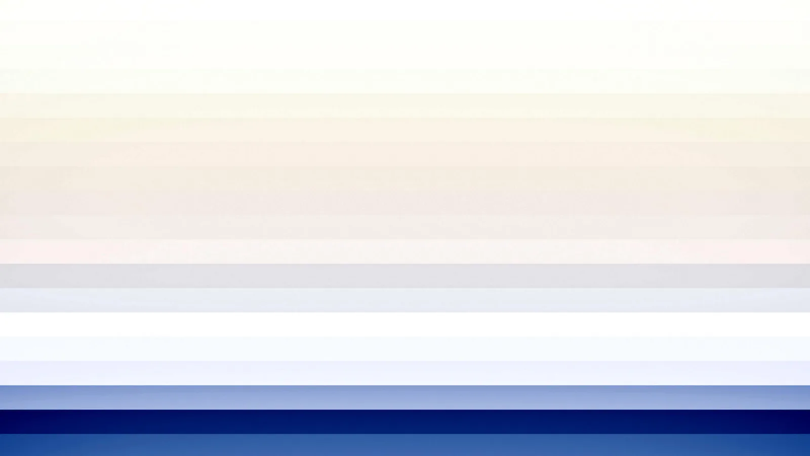 Abstraktes Bild aus horizontalen Streifen: oben cremefarben und hellgelb, nach unten in Weiß, Grau und Blau übergehend, am unteren Rand dunkelblau.