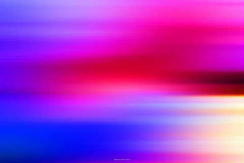 Horizontal verwischte Farbverläufe in Pink, Magenta, Rot und Blau, unten rechts helles Gelb und Weiß.