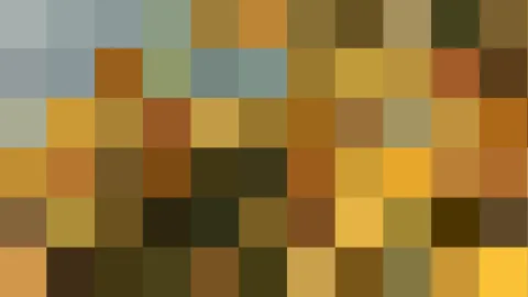 Raster aus quadratischen Farbfeldern in Ocker, Braun, Olivgrün und Grau, ohne erkennbares Motiv.