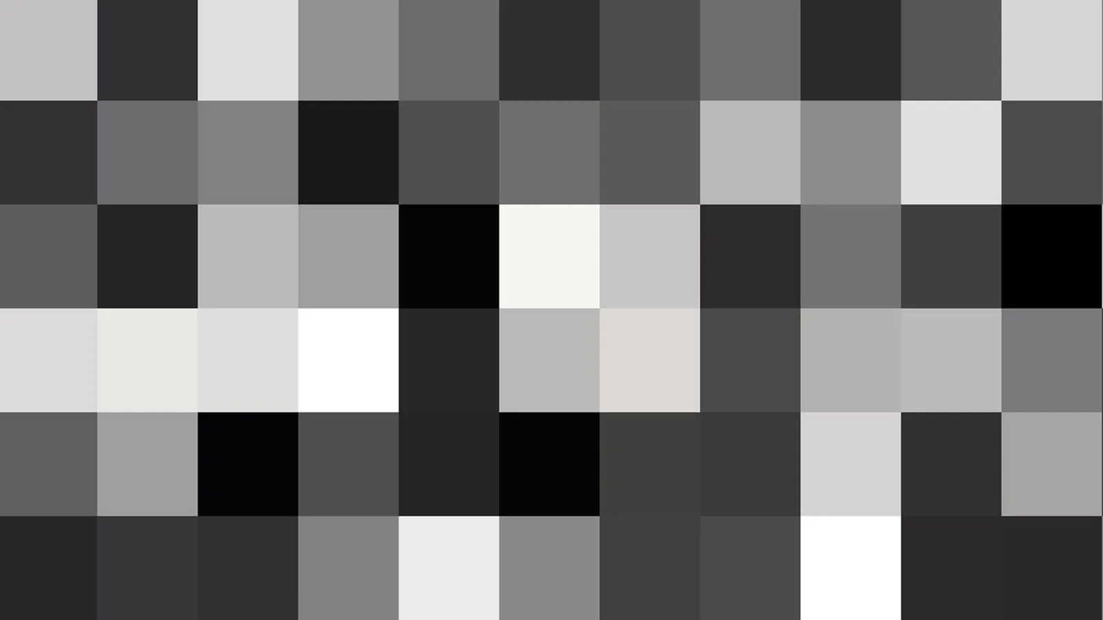 Ein Raster aus Quadraten in verschiedenen Grautönen, von fast Schwarz bis fast Weiß, ohne erkennbares Motiv.