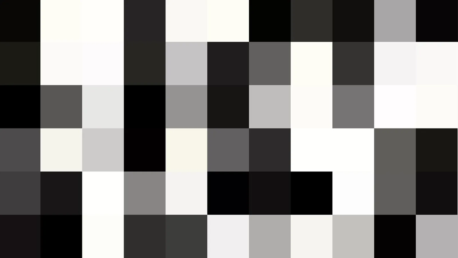 Abstraktes Raster aus quadratischen Blöcken in Schwarz, Weiß und verschiedenen Grautönen, ohne erkennbares Motiv.
