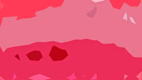 Abstrakte Komposition aus großen pinken und roten Polygonflächen mit dunkelroten Akzenten im unteren Bereich.