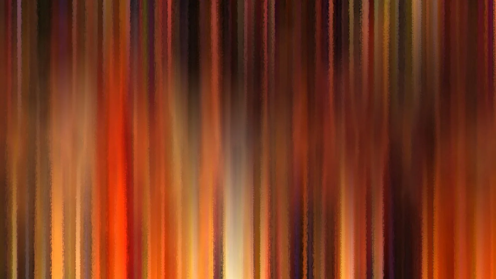 Abstrakte senkrechte Streifen in Orange, Rot und Dunkelbraun, unten in der Mitte ein heller, fast weißer Lichtfleck.