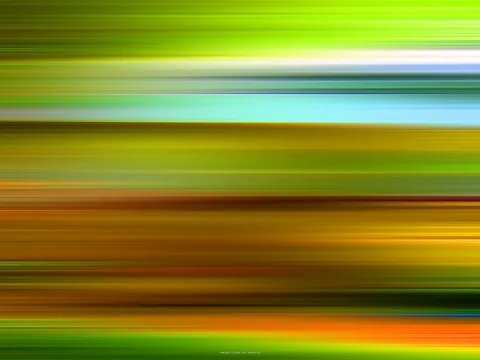 Horizontal verwischte Streifen in Grün, Gelb, Orange und Hellblau, dicht übereinander angeordnet.