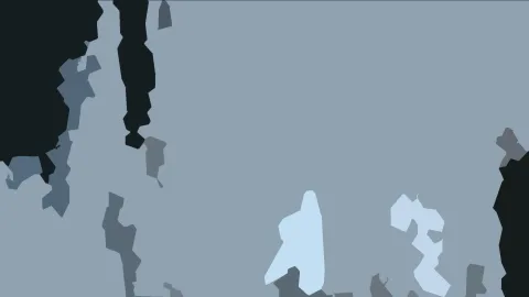 Abstrakte Komposition aus grauen, schwarzen und hellblauen Flächen auf hellgrauem Grund