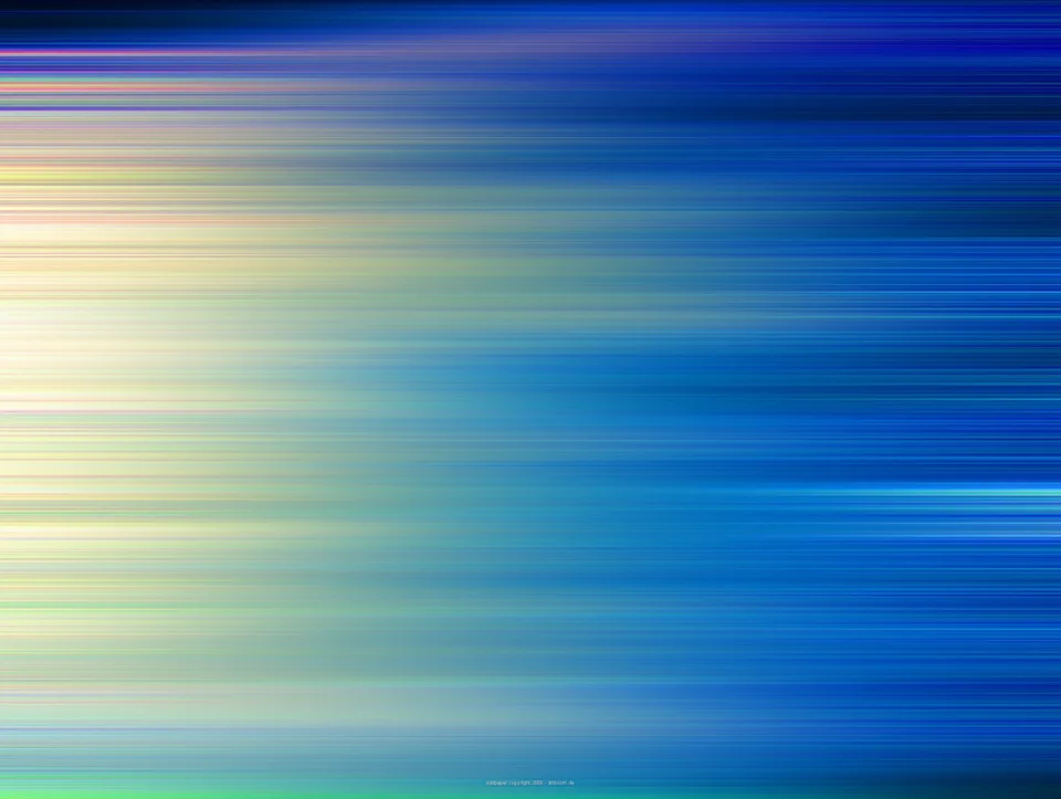 Abstrakte, horizontal verwischte Streifen in Blau, Türkis und Gelb, am linken Rand heller und cremefarben.