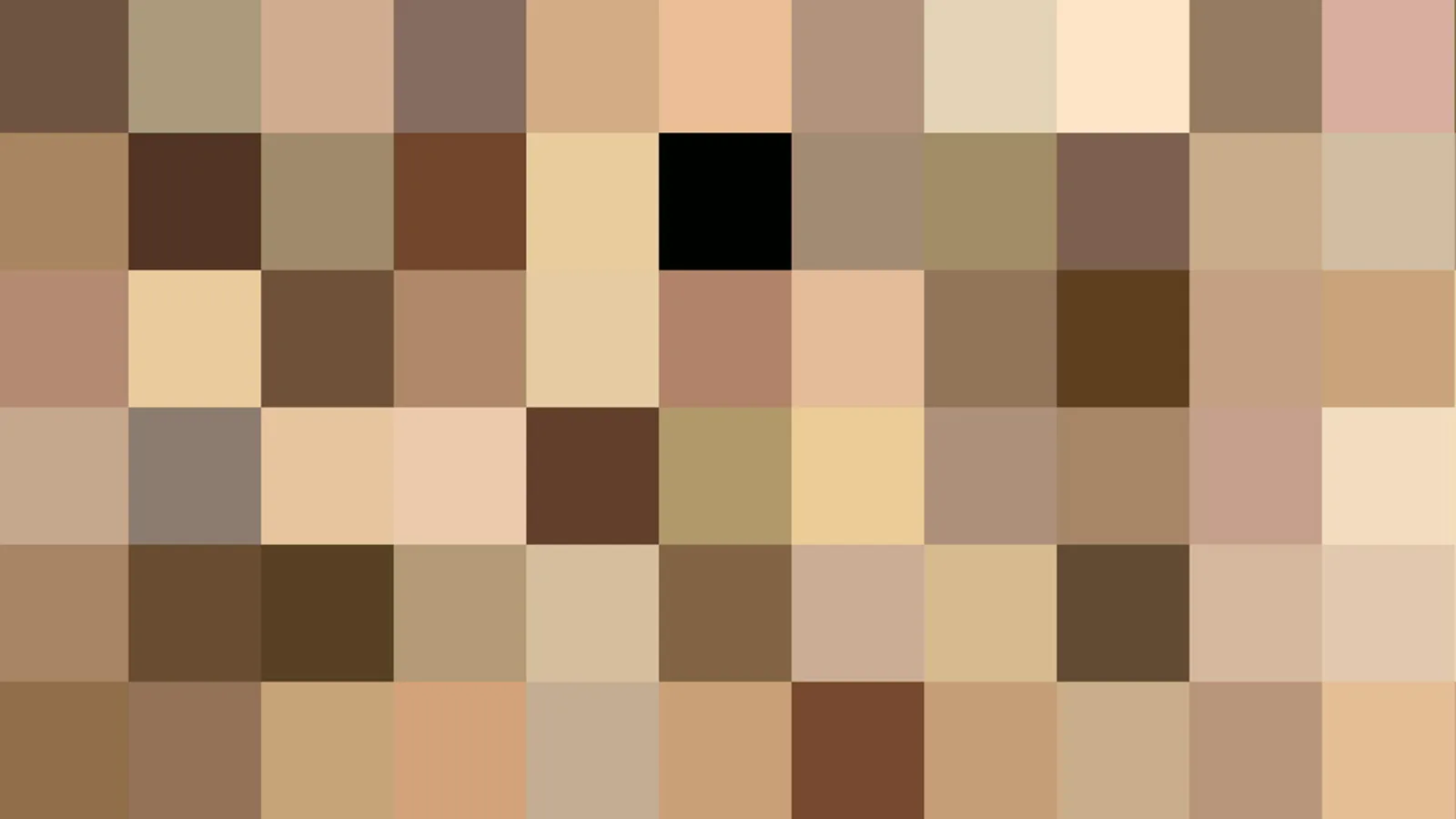 Quadratisches Mosaik aus Beige- und Brauntönen, durchbrochen von einem schwarzen Feld.