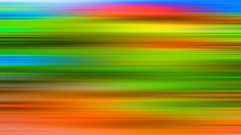 Abstrakte horizontale Streifen in Grün, Gelb, Orange, Rot und Blau, wie von einer schnellen Bewegung verwischt