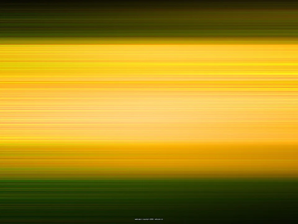Horizontal verwischte Linien in Gelb, Orange und Dunkelgrün, zur Mitte hin heller, an den Rändern dunkel.