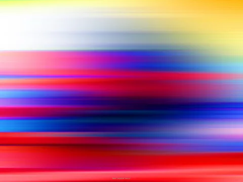 Horizontal verwischte Streifen in Rot, Blau, Gelb und Weiß, in der Mitte ein dunkler Bereich.