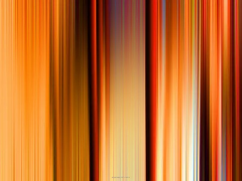 Abstrakte Komposition aus vertikalen Streifen in Orange, Rot, Gelb und Braun, mit dunklen Bahnen und hellen Übergängen.