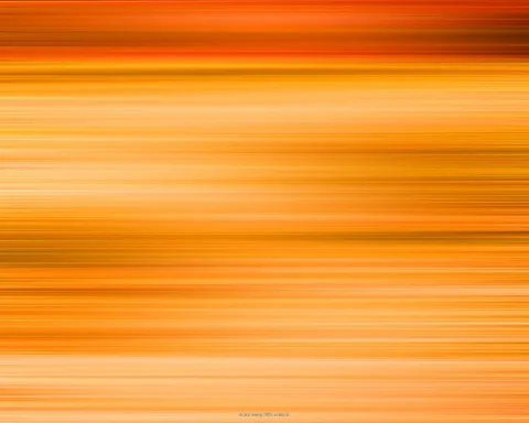 Abstrakte Komposition aus waagerechten, verwischten Streifen in Orange, Gelb und Rot, dunkler am oberen Rand.