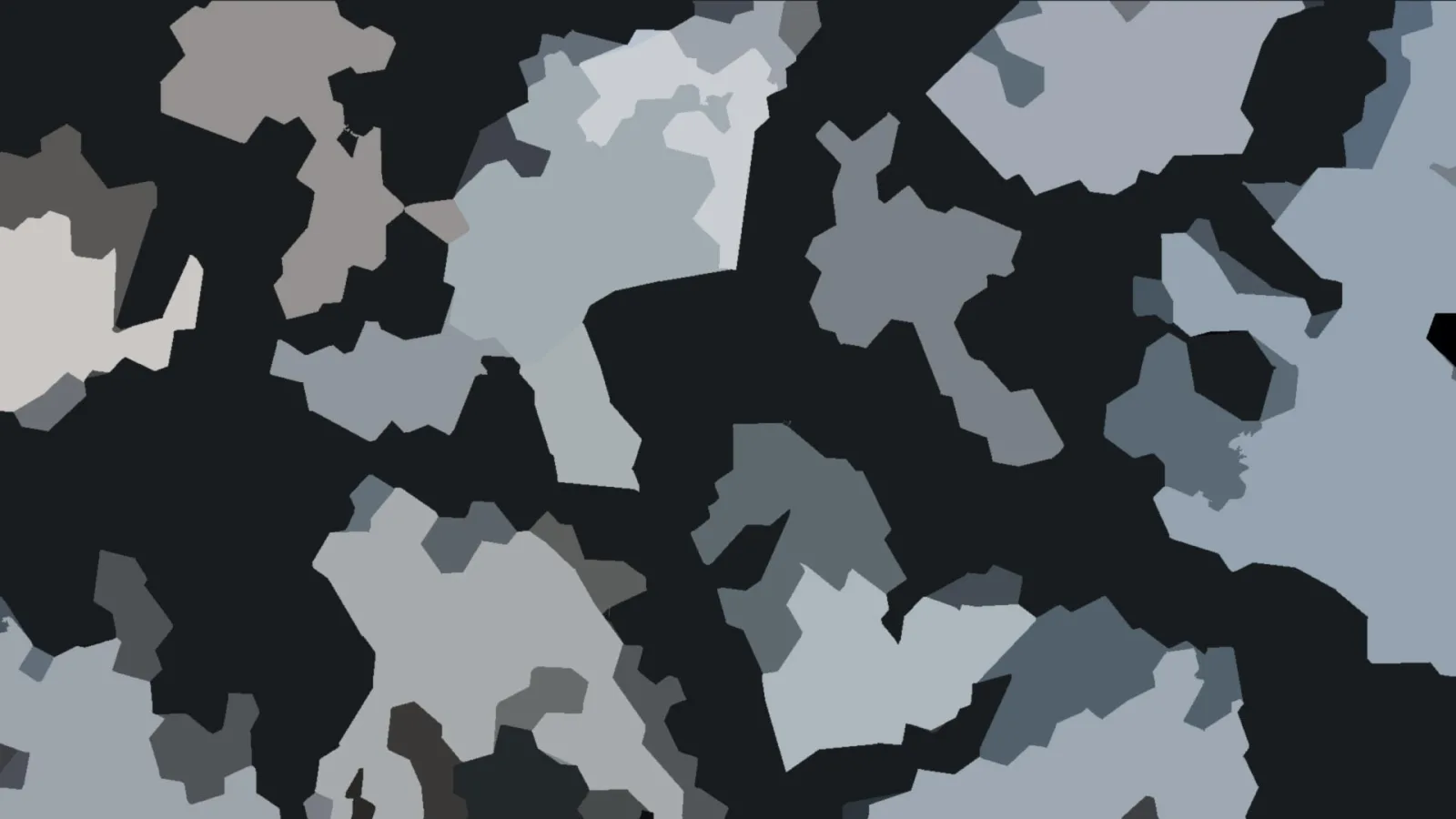 Abstraktes Muster aus grauen und hellblauen Flächen auf schwarzem Hintergrund.