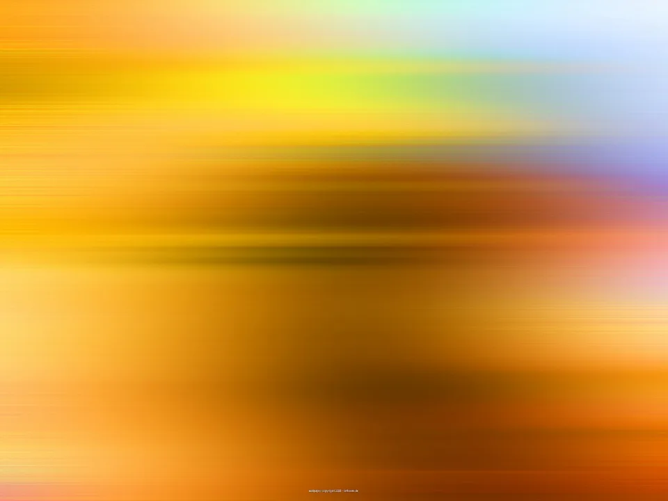 Abstrakte Komposition aus horizontal verwischten Streifen in Gelb, Orange, Braun und hellem Blau, nach rechts oben heller werdend.