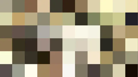 Abstraktes Mosaik aus quadratischen Farbblöcken in Beige, Braun, Oliv und Creme