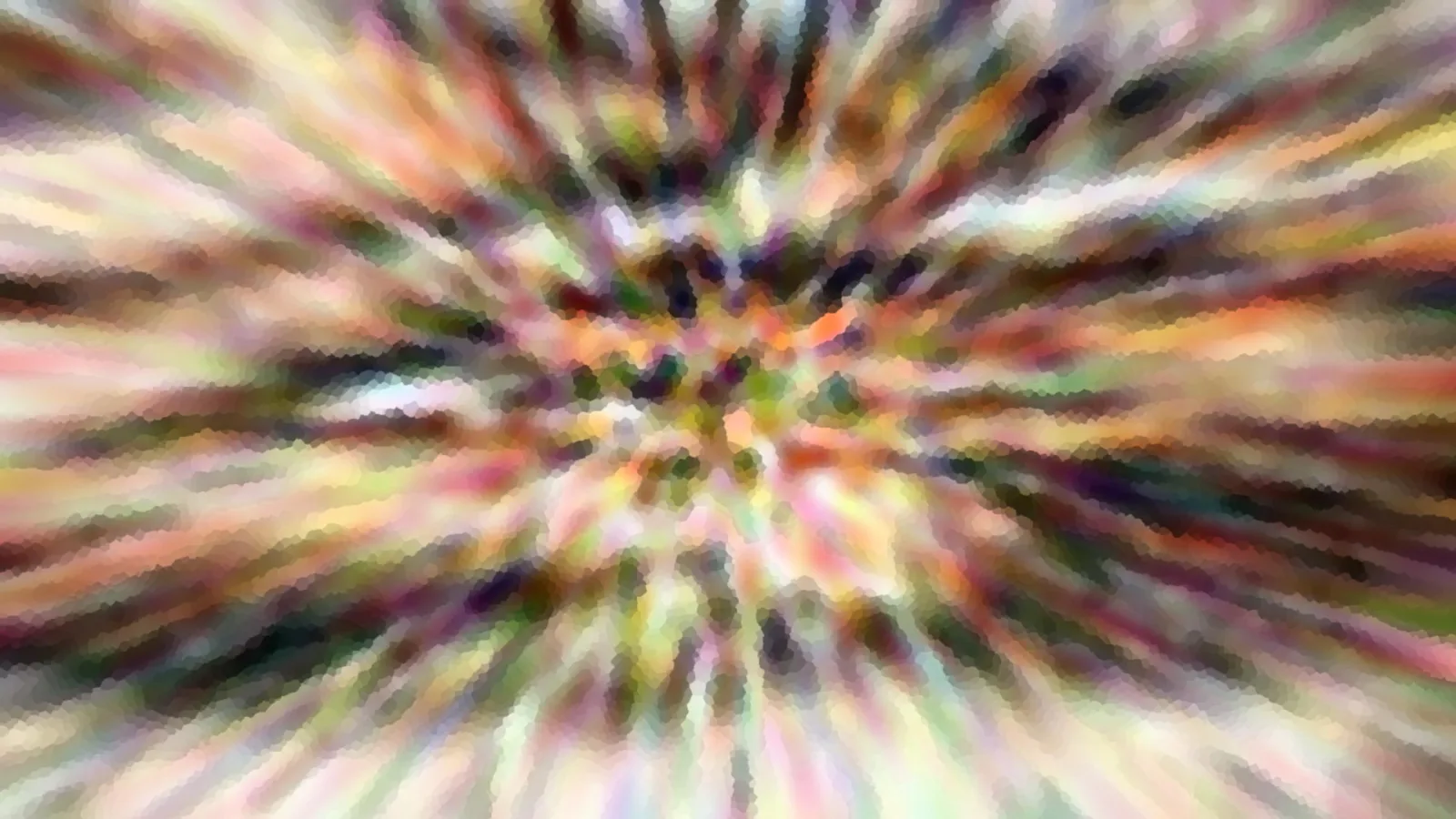 Abstrakte bunte Farbstreifen laufen radial von einem hellen Zentrum nach außen, leicht pixelig.