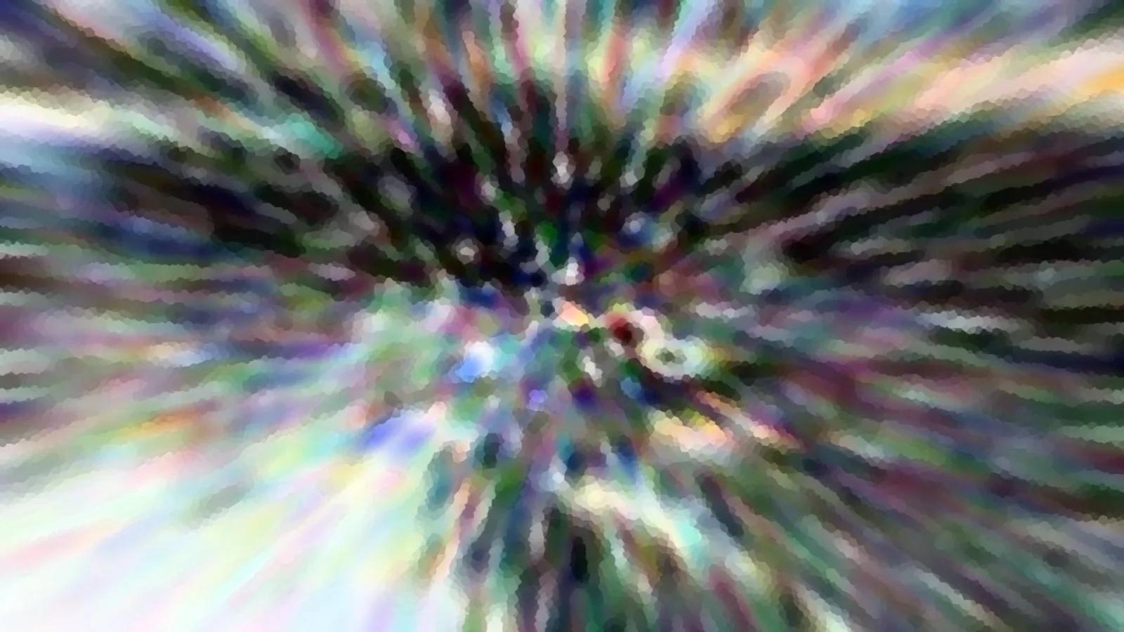 Abstraktes Bild mit bunten, verwischten Farbstreifen, die von einem dunklen Zentrum radial nach außen laufen.