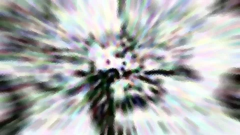 Abstraktes Bild mit radialen, verwischten Streifen in Pastelltönen, dunkle Schlieren laufen auf eine helle Mitte zu, leicht pixelig.